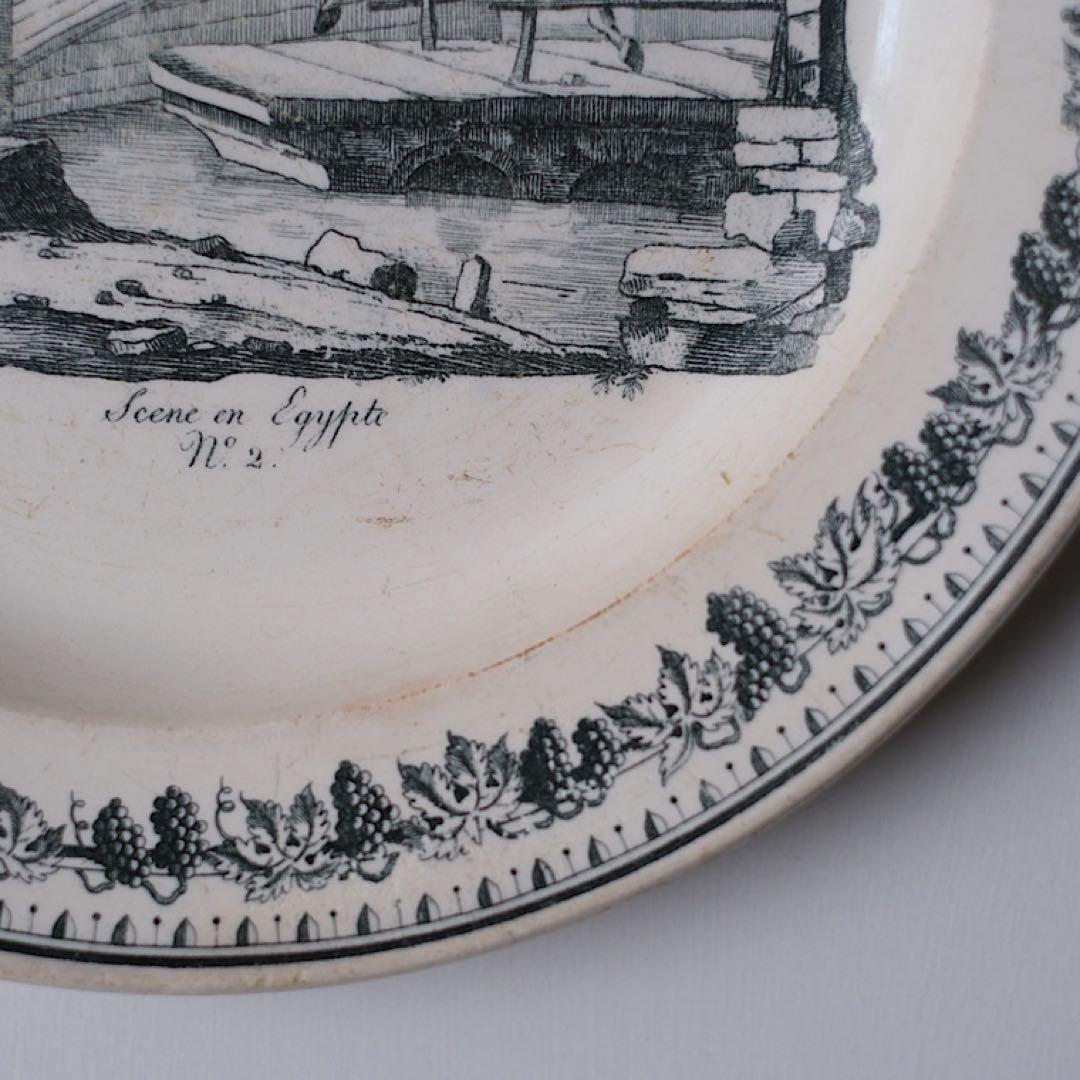 Creil/grisailleplate クレイユ窯/グリザイユプレート