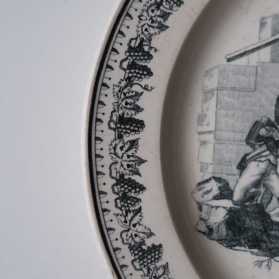 Creil/grisailleplate クレイユ窯/グリザイユプレート