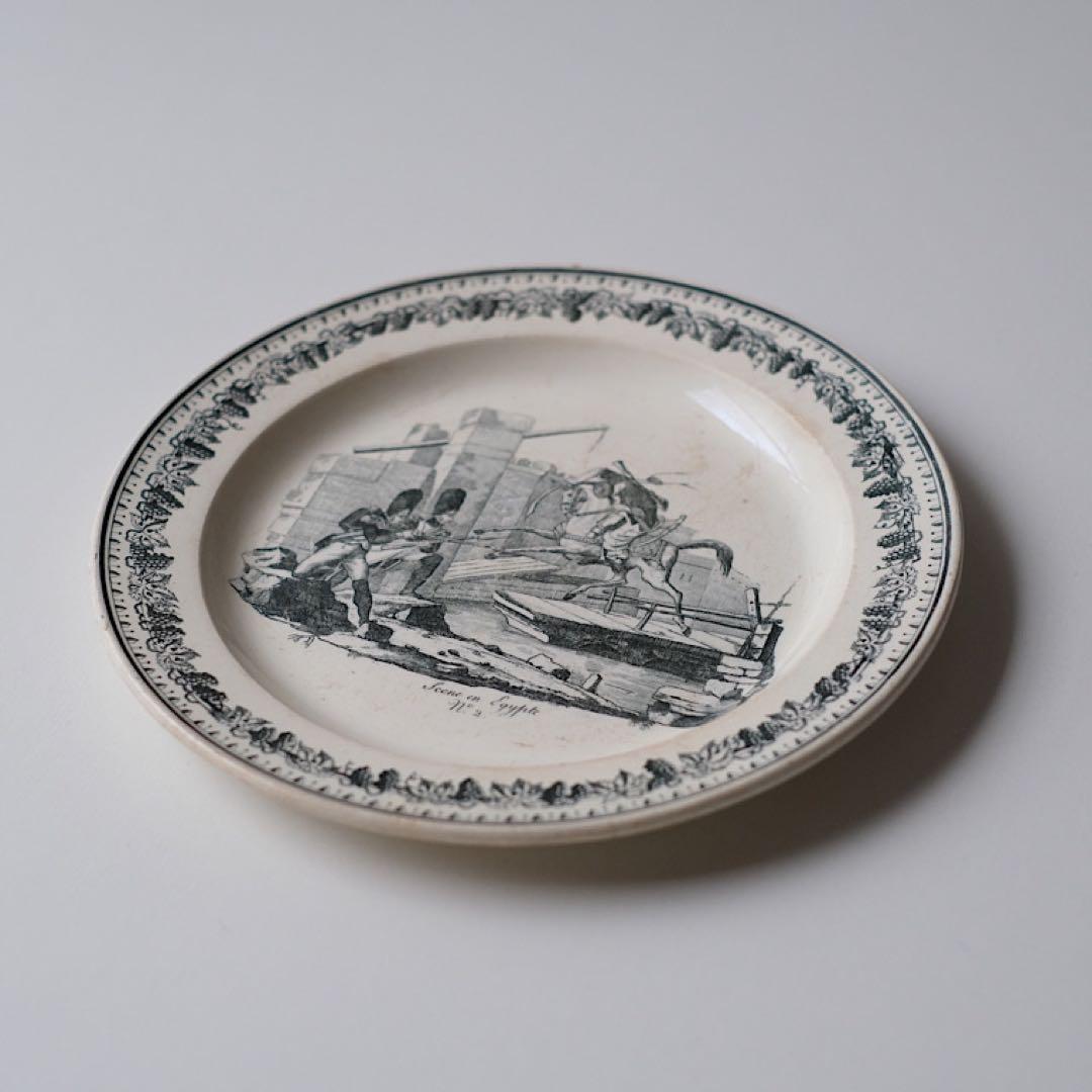 Creil/grisailleplate クレイユ窯/グリザイユプレート