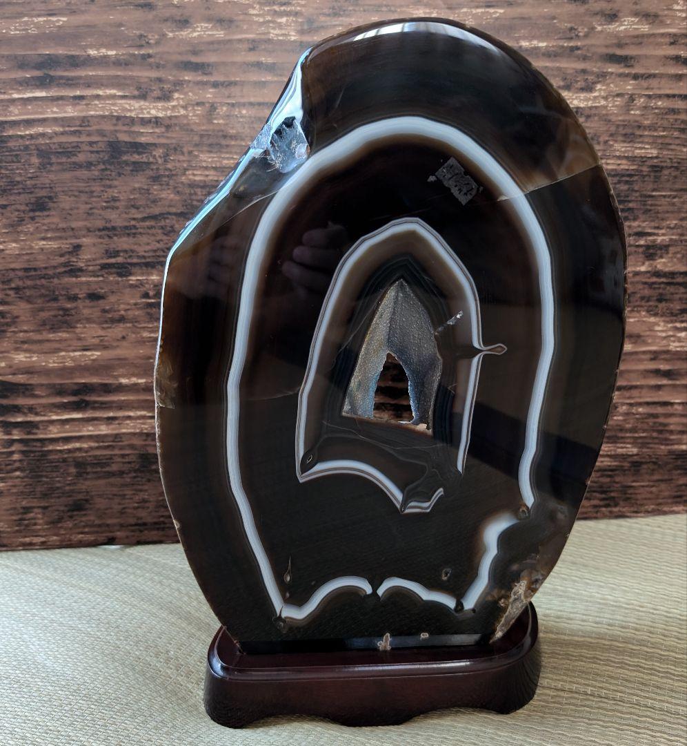 アゲート ジオード 原石　？★6.6kg★台付き　希少かも!　美品