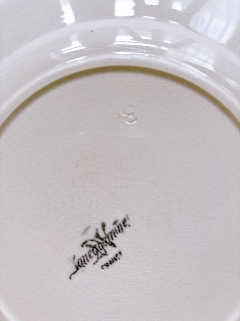 フランスアンティーク　Sarreguemines 花リム　ディナープレート⑥