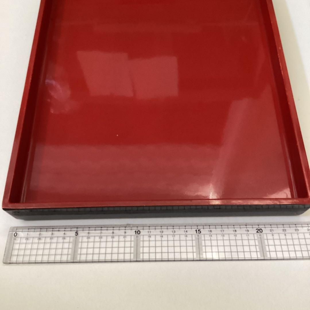 赤い漆器風の和菓子用陳列トレー７枚セット