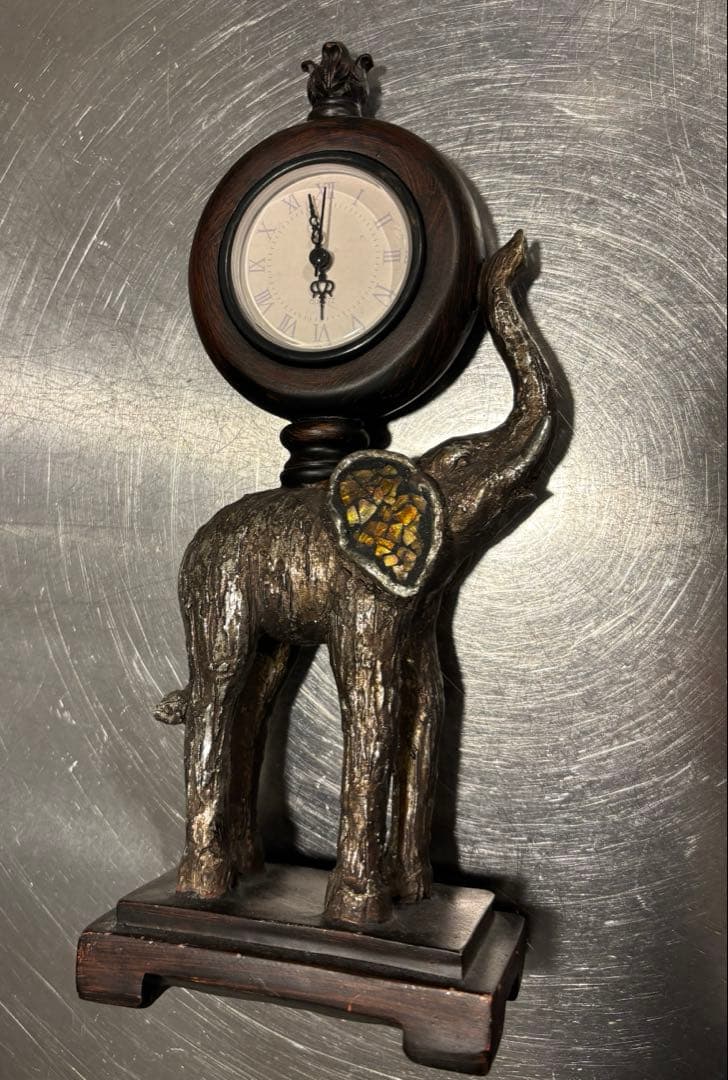 【高級家具店購入】アンティーク調 象の置時計｜アメリカンヴィンテージ　オブジェ