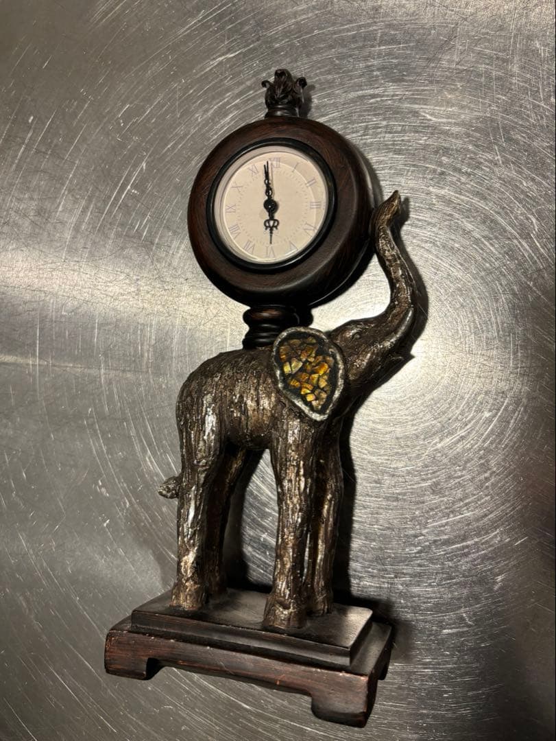 【高級家具店購入】アンティーク調 象の置時計｜アメリカンヴィンテージ　オブジェ