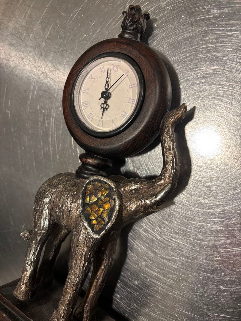 【高級家具店購入】アンティーク調 象の置時計｜アメリカンヴィンテージ　オブジェ