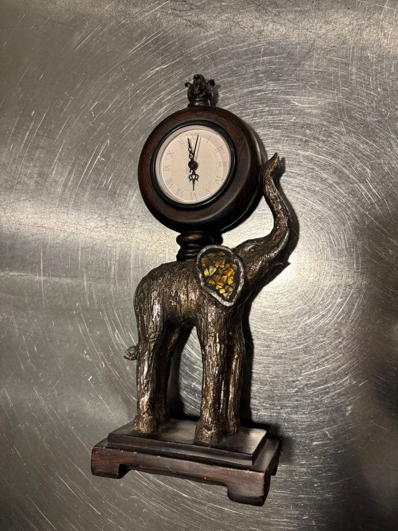 【高級家具店購入】アンティーク調 象の置時計｜アメリカンヴィンテージ　オブジェ