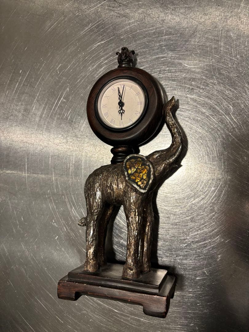 【高級家具店購入】アンティーク調 象の置時計｜アメリカンヴィンテージ　オブジェ