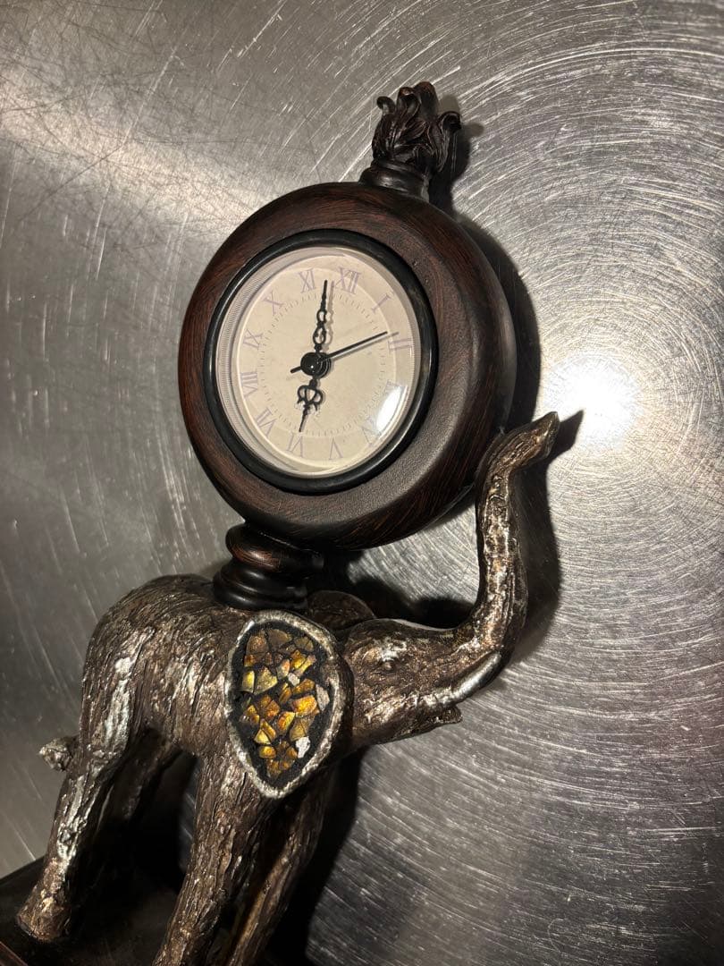 【高級家具店購入】アンティーク調 象の置時計｜アメリカンヴィンテージ　オブジェ