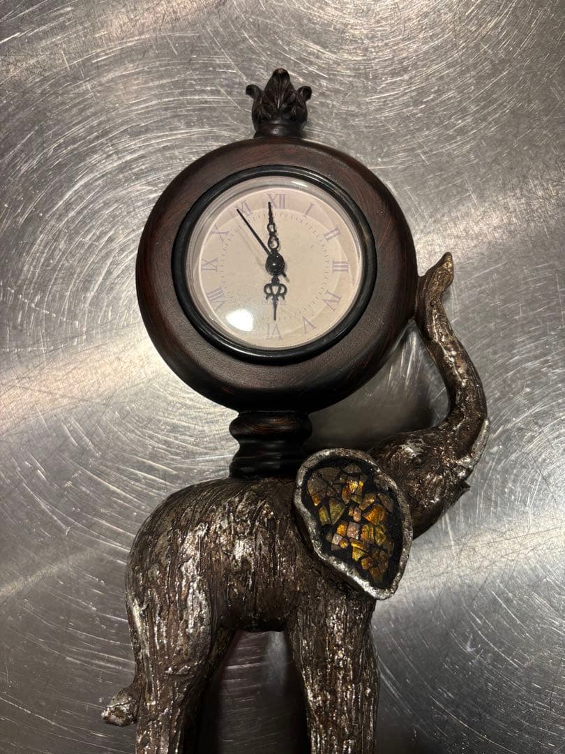 【高級家具店購入】アンティーク調 象の置時計｜アメリカンヴィンテージ　オブジェ