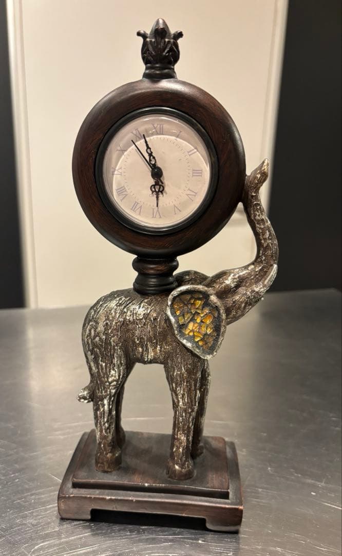 【高級家具店購入】アンティーク調 象の置時計｜アメリカンヴィンテージ　オブジェ