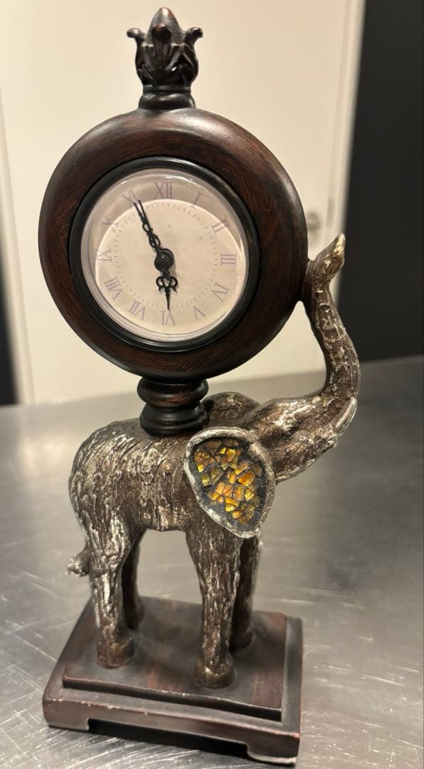 【高級家具店購入】アンティーク調 象の置時計｜アメリカンヴィンテージ　オブジェ