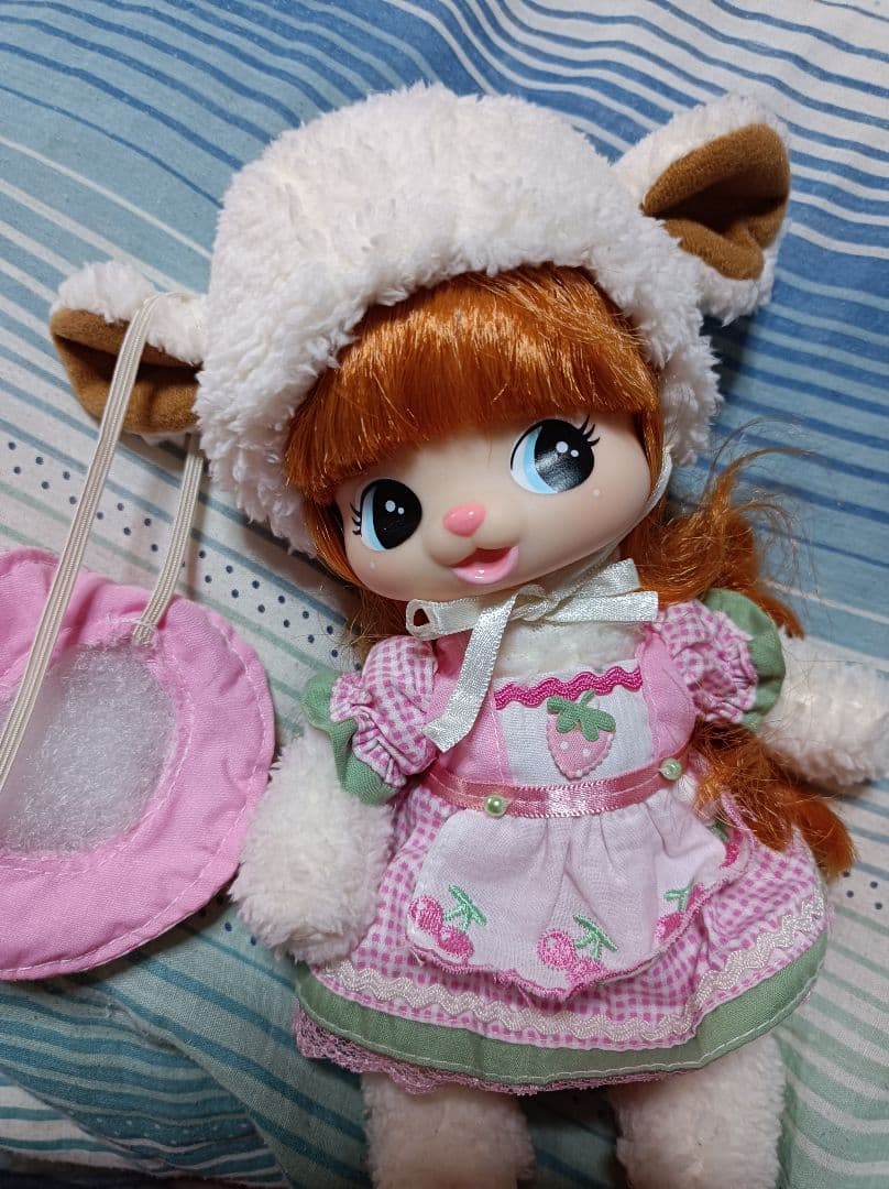 レア廃盤昭和レトロ人形ヒツジラムレム ぬいぐるみ ひつじ ピンク 赤ちゃん人形