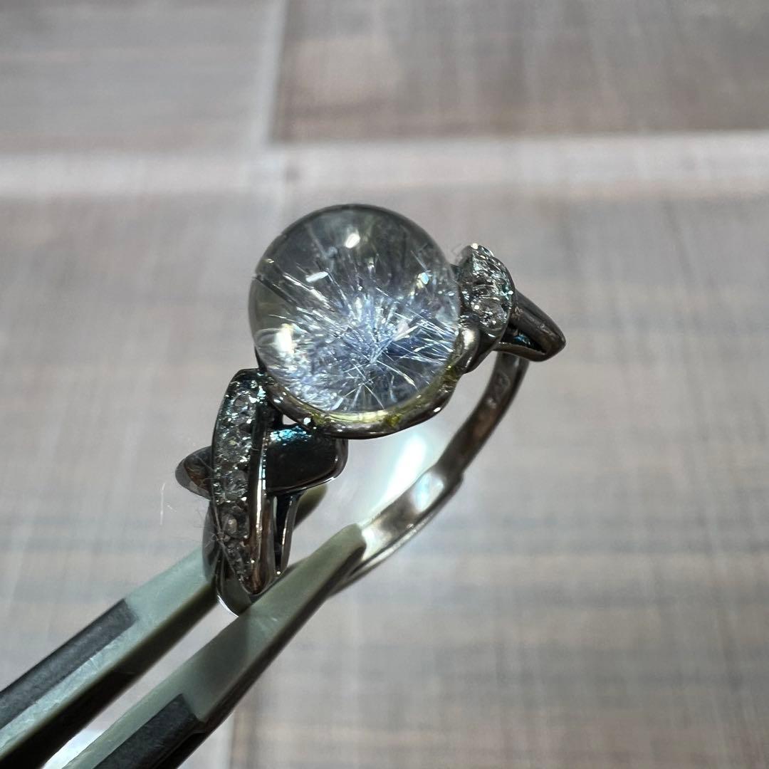 高品質　デュモルチェライト インクォーツ　リング　指輪　9