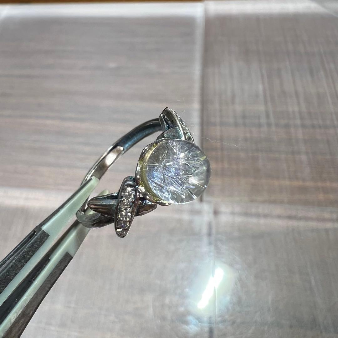 高品質　デュモルチェライト インクォーツ　リング　指輪　9