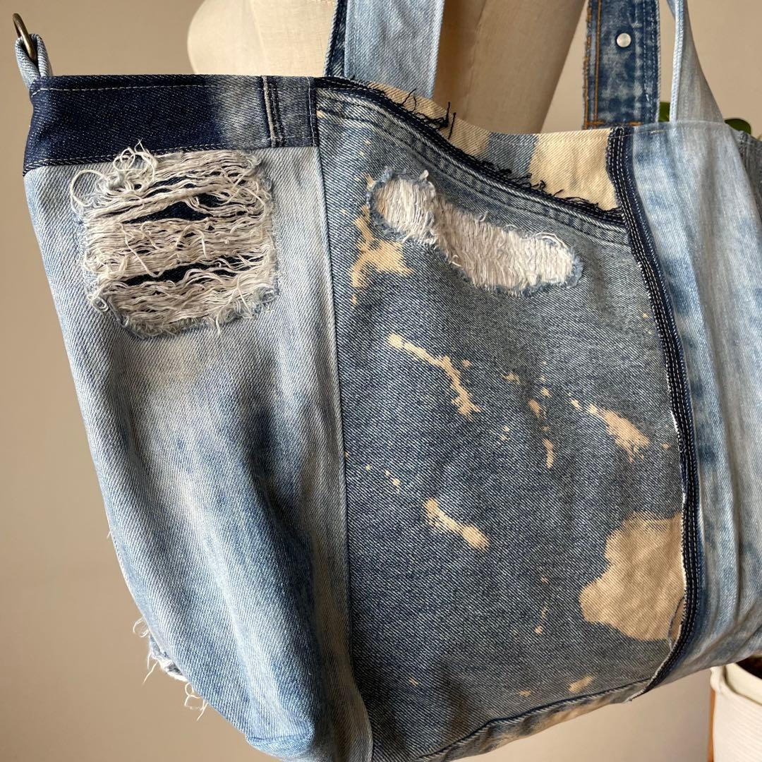 【専用】 春バッグ ブリーチとダメージ デニム トート リメイク