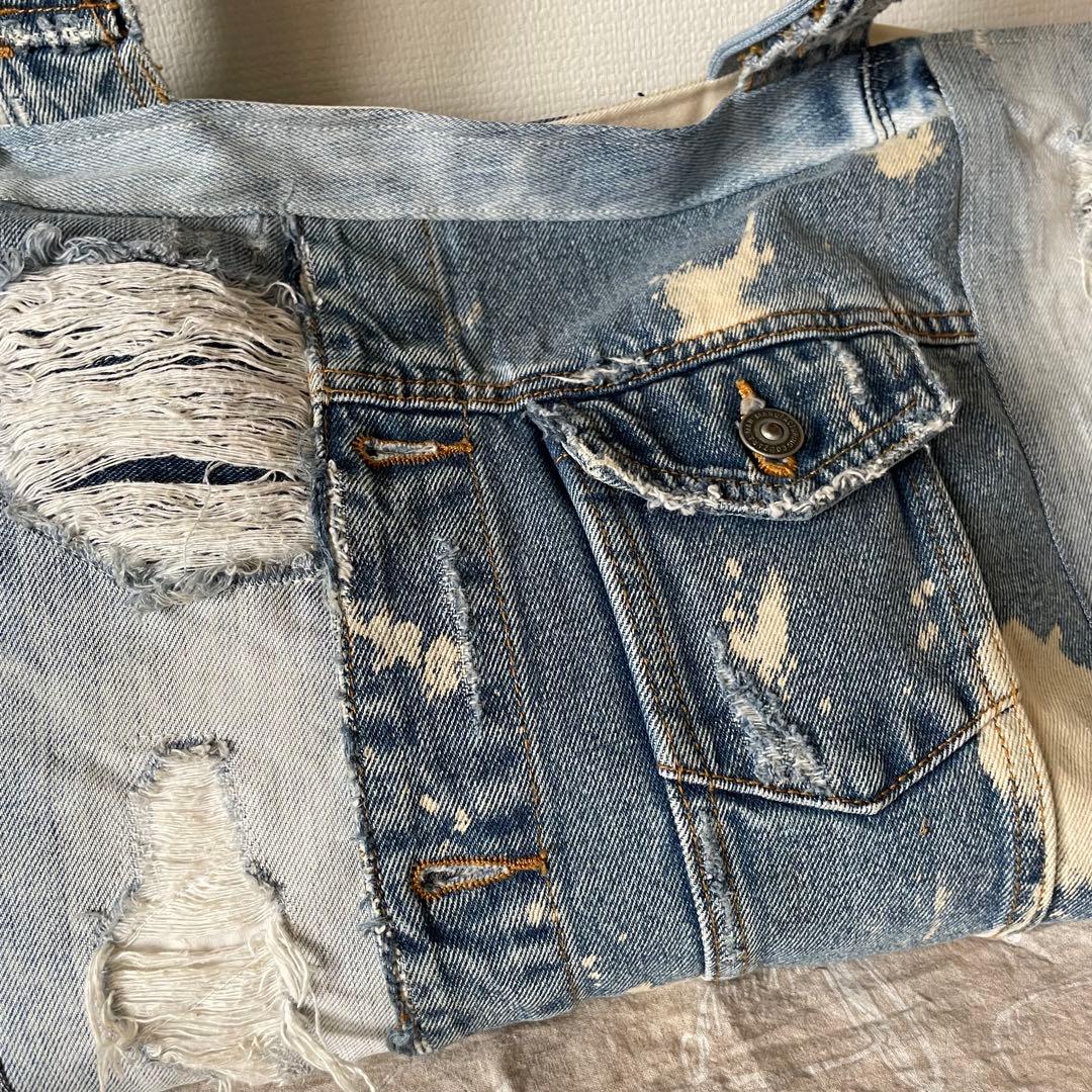 【専用】 春バッグ ブリーチとダメージ デニム トート リメイク