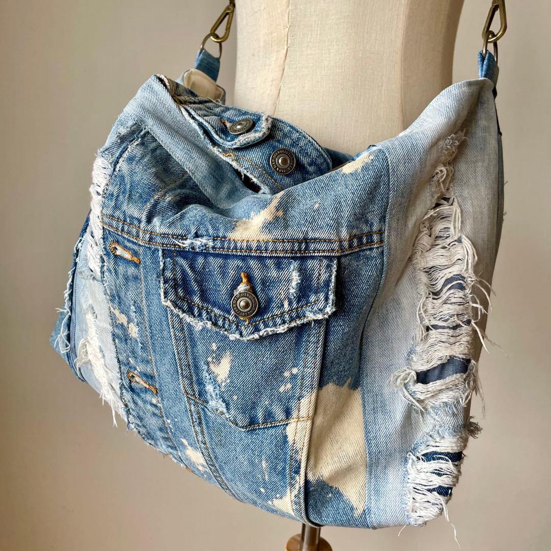 【専用】 春バッグ ブリーチとダメージ デニム トート リメイク