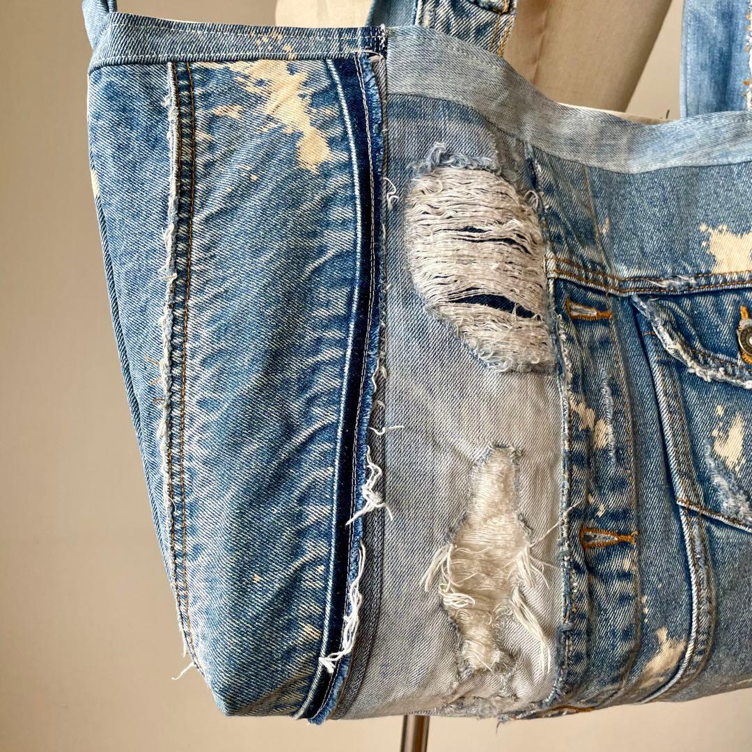 【専用】 春バッグ ブリーチとダメージ デニム トート リメイク