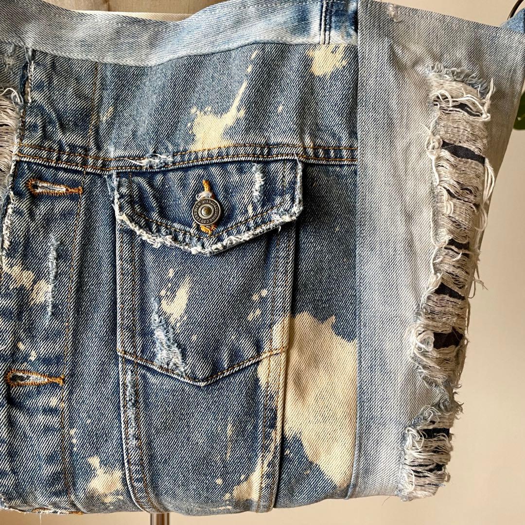 【専用】 春バッグ ブリーチとダメージ デニム トート リメイク