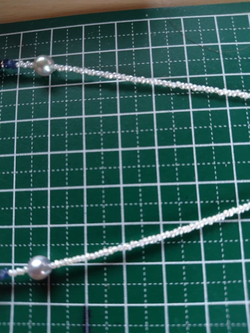 アコヤ真珠、あこや砂ケシパール、 サファイア の、オメガ風 ネックレス