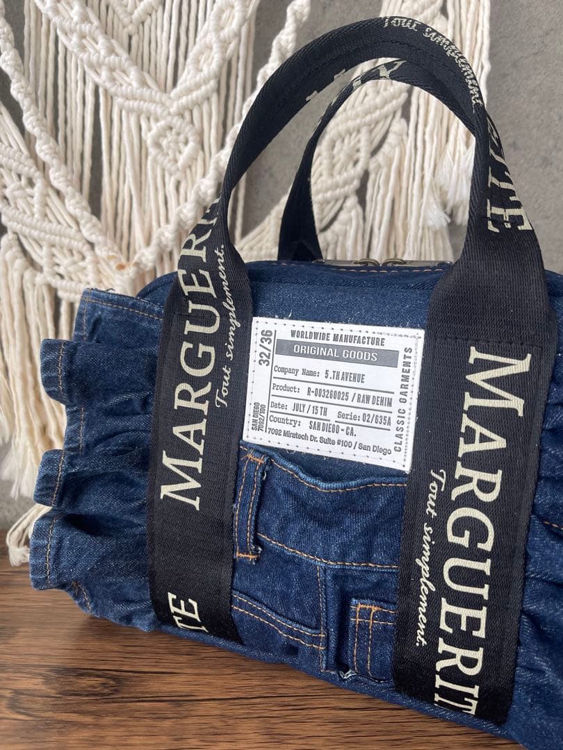デニムリメイクフリルボストンバッグ
