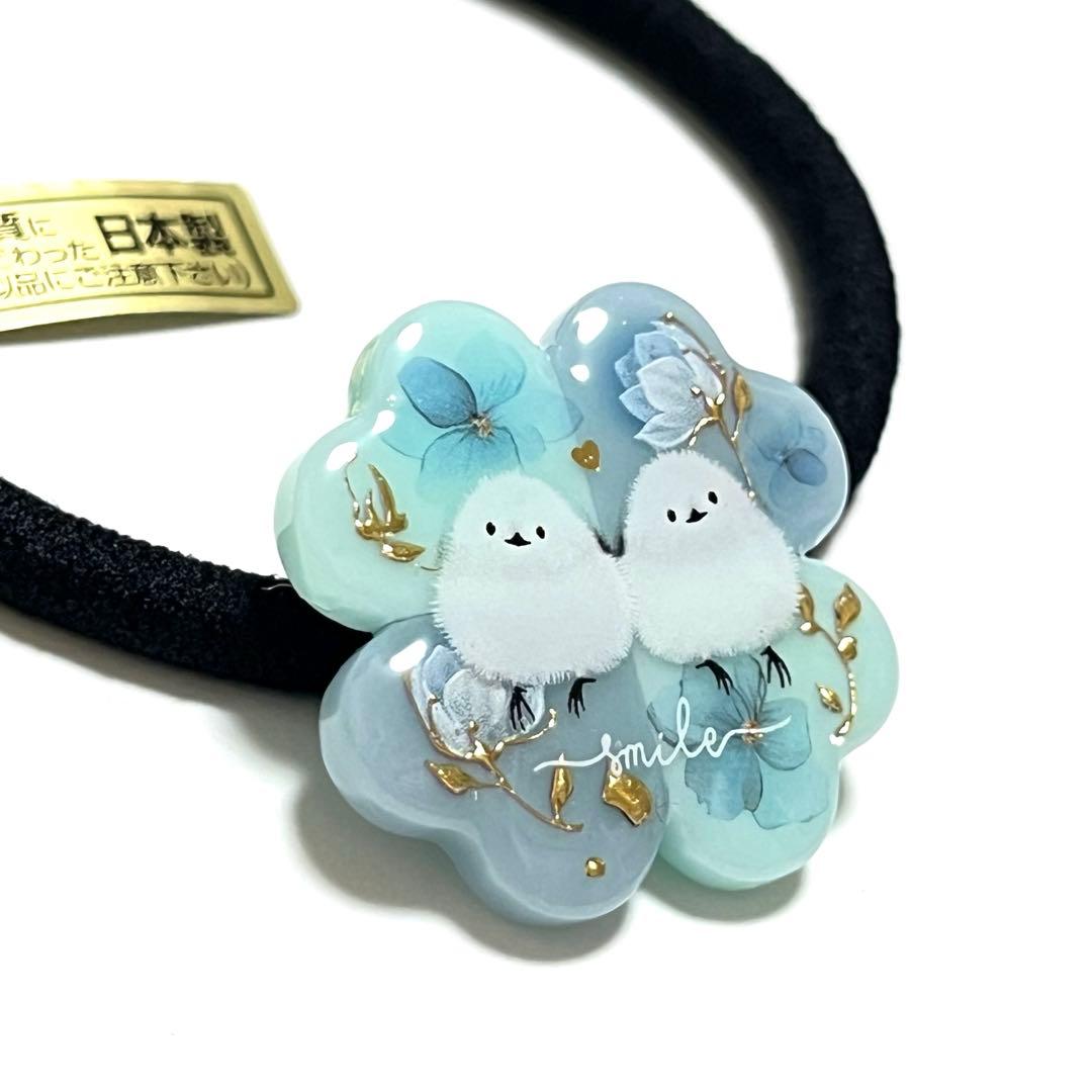 メル30077様お取り置きですＮｏ．156 シマエナガ レジン ハート マーカー