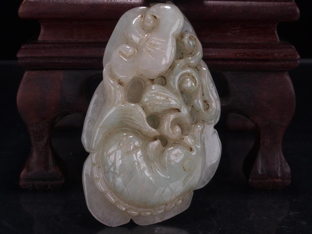 中国清時代 玉製置き物　お守り　縁起物※激安骨董品<BR> DE1569D3-3