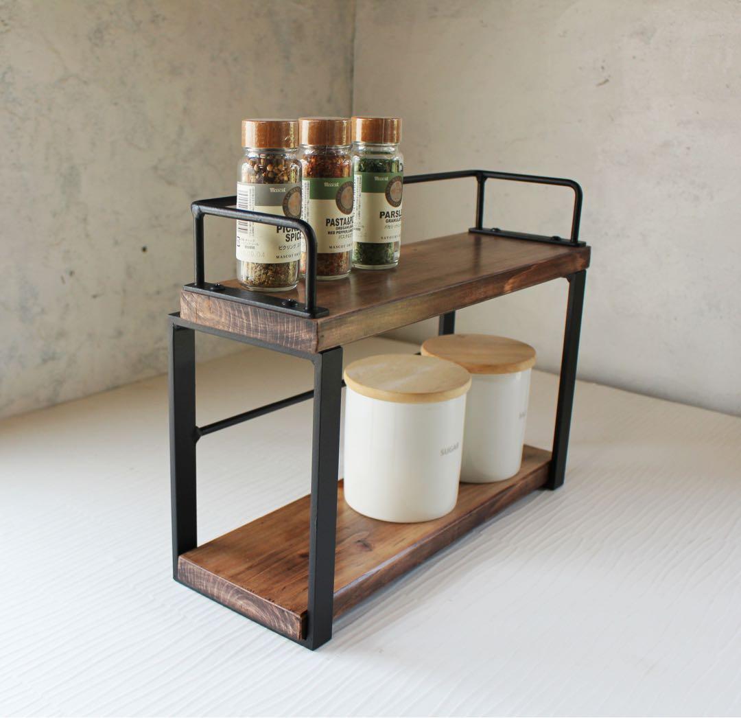 アイアンスパイスラック・調味料棚・幅35cm