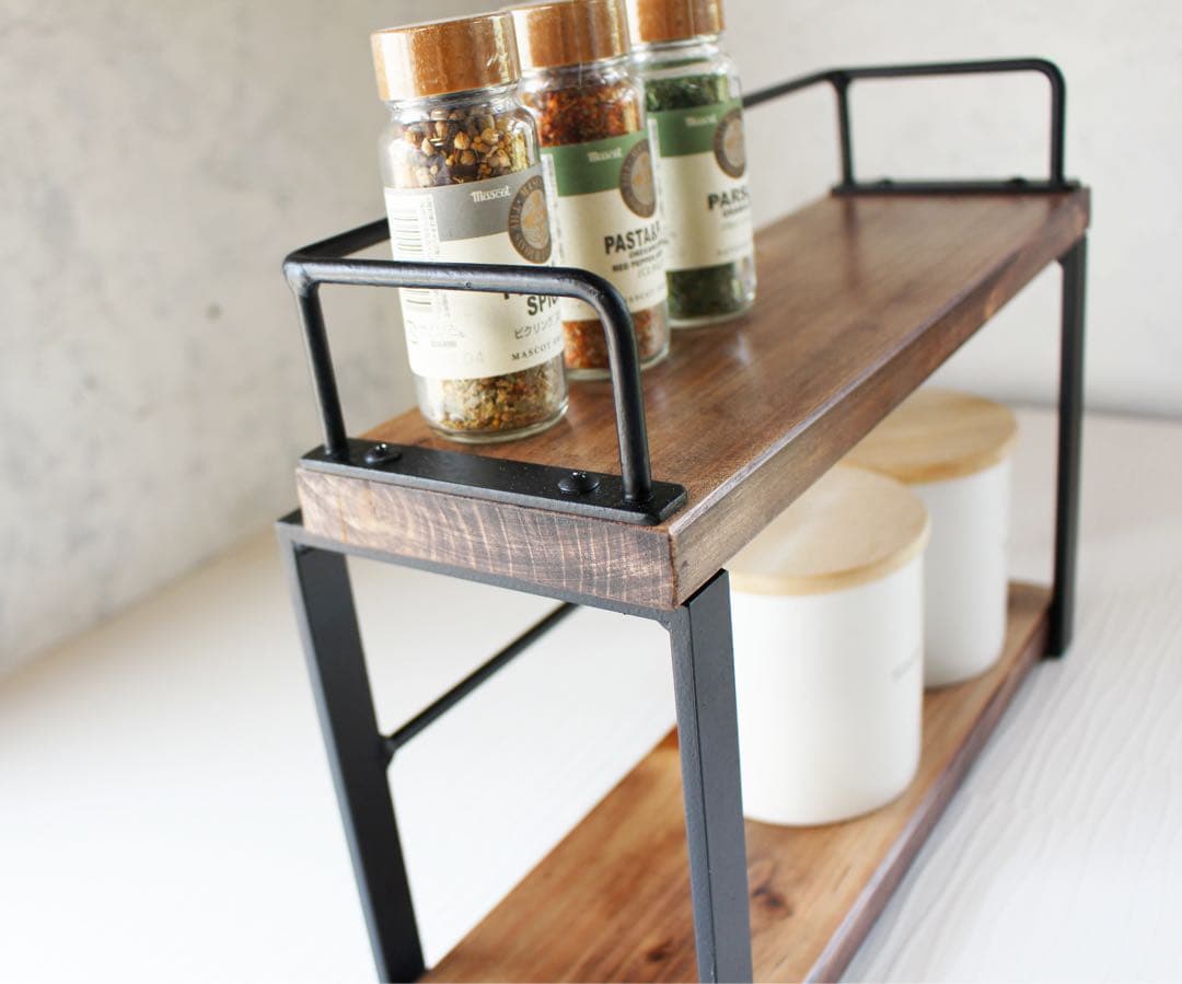 アイアンスパイスラック・調味料棚・幅35cm