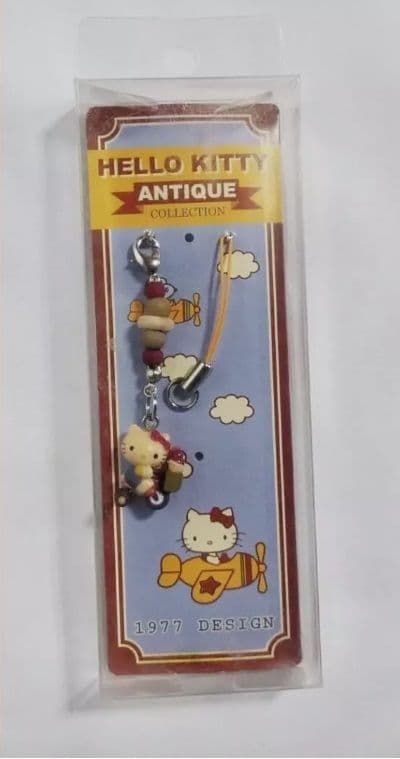 ハローキティ　アンティーク　ストラップ　マスコット　三輪車　買物袋　2点セット