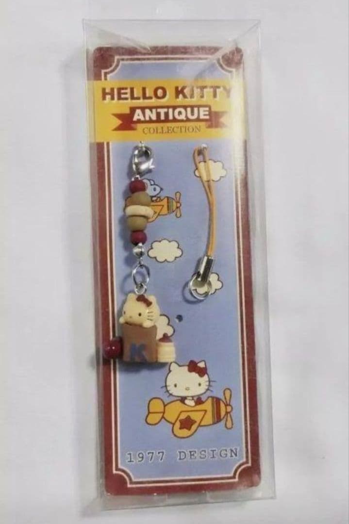 ハローキティ　アンティーク　ストラップ　マスコット　三輪車　買物袋　2点セット