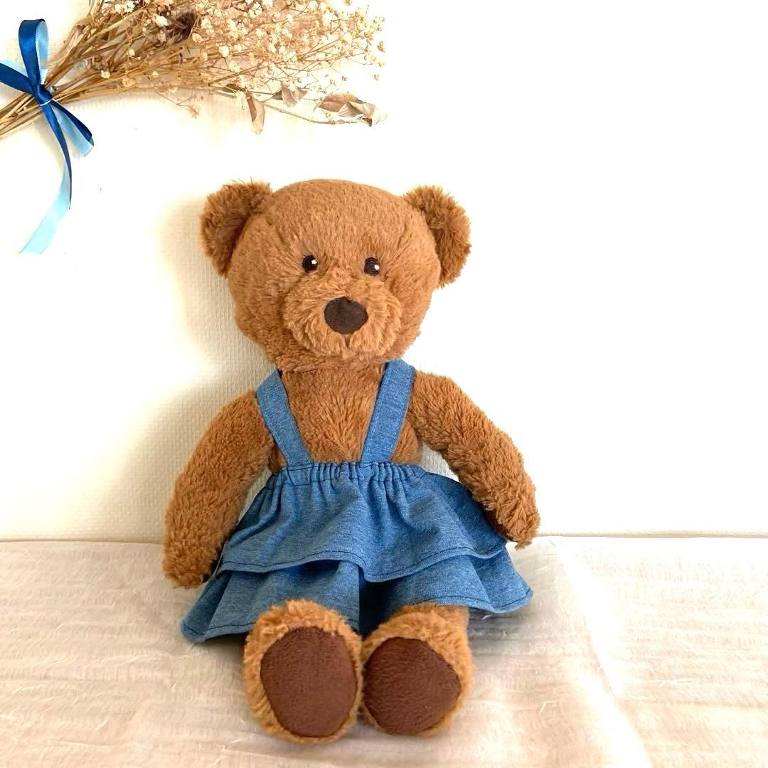 IKEAのクマの着せ替えお洋服　パーカー　デニムパンツ　2段ギャザースカート