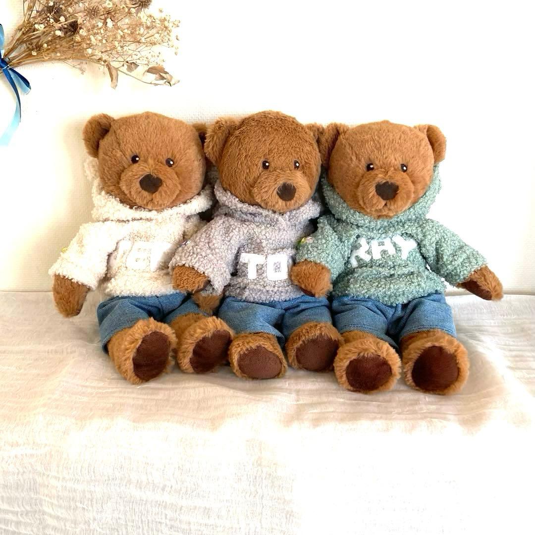 IKEAのクマの着せ替えお洋服　パーカー　デニムパンツ　2段ギャザースカート