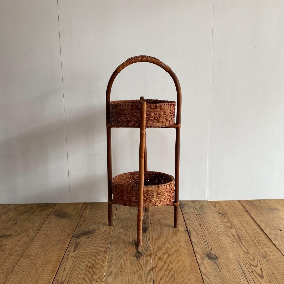 2点セット カゴ棚 マガジンラック レトロ z969