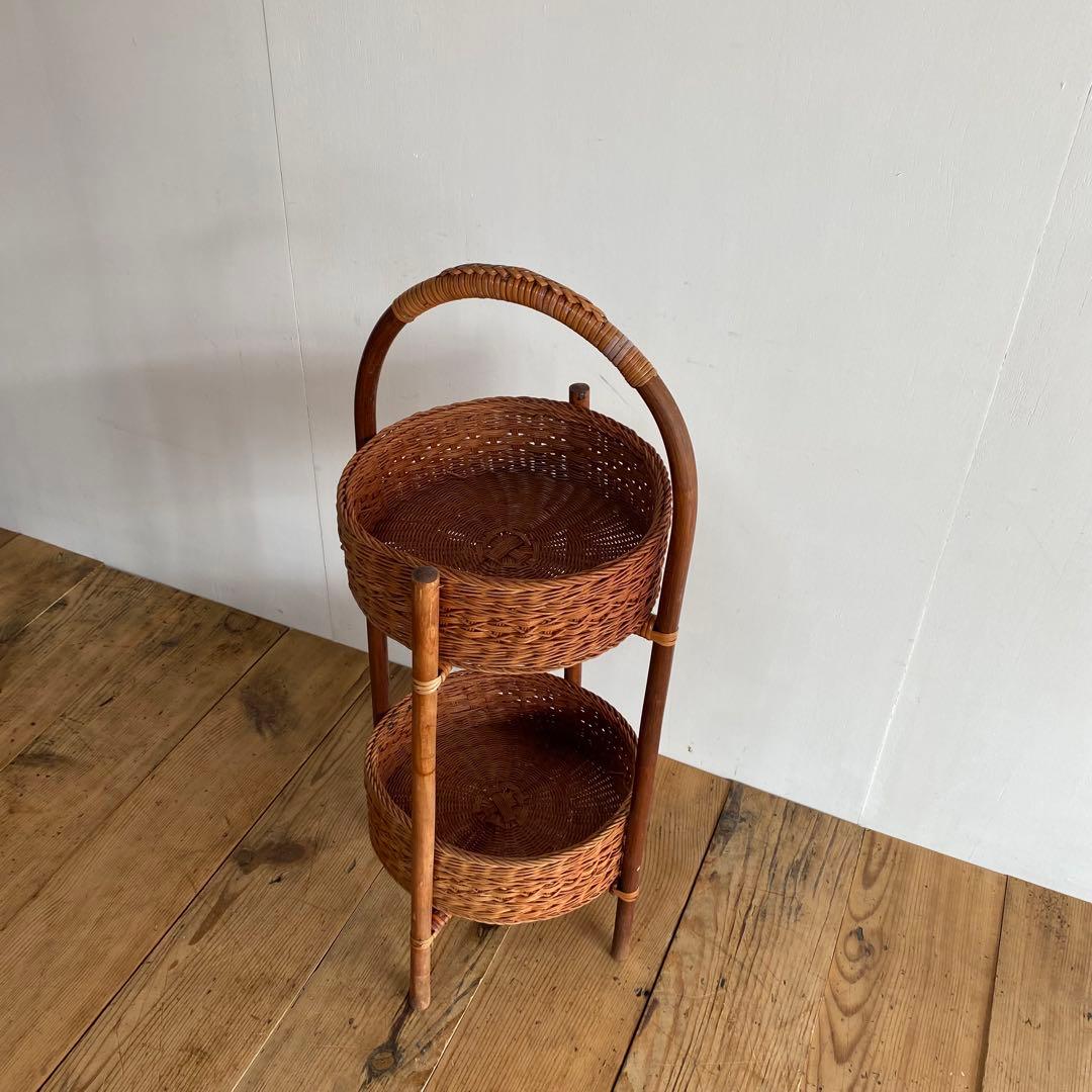 2点セット カゴ棚 マガジンラック レトロ z969