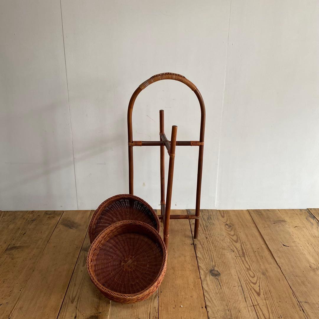 2点セット カゴ棚 マガジンラック レトロ z969