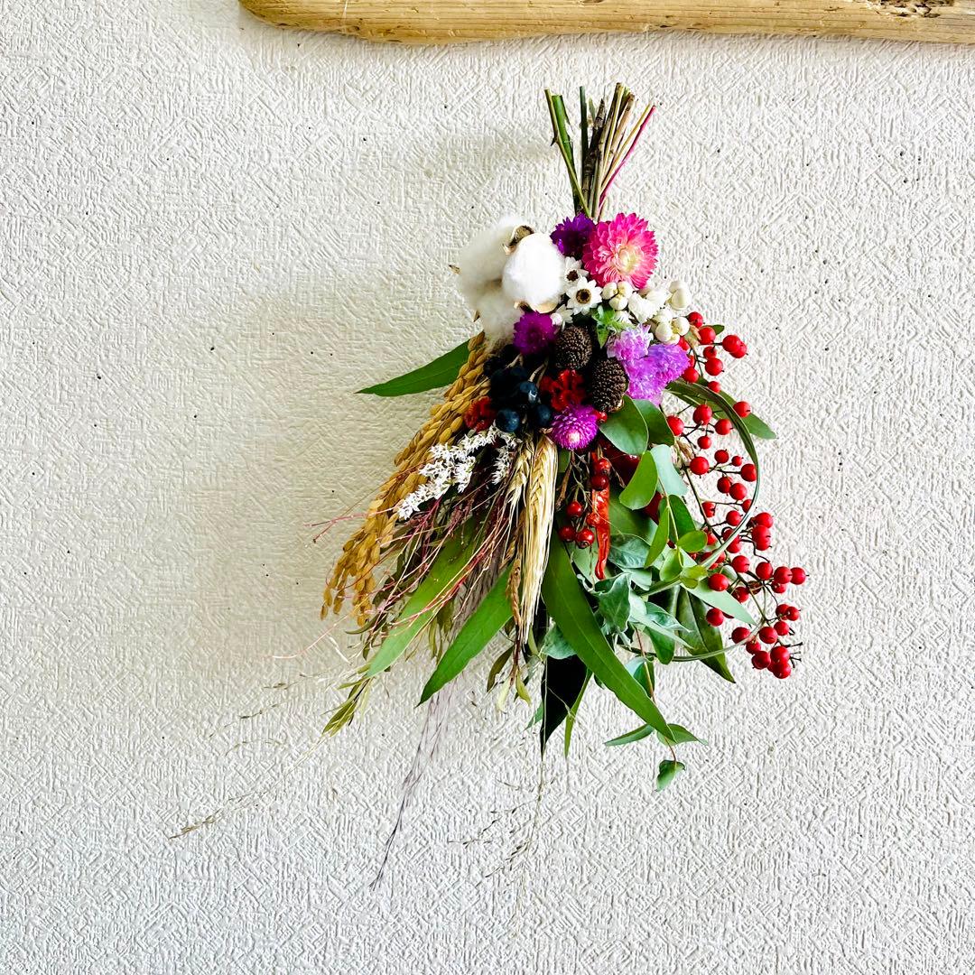 スワッグになるしめ縄2024 しめ縄リース　しめ縄スワッグ　しめ縄ブーケ