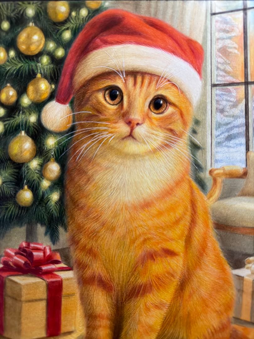 色鉛筆画A4 茶トラ.002