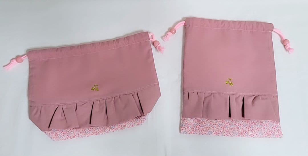 ぐみ様☆専用95.入園入学 ピンク 花柄フリル付き 5点セット