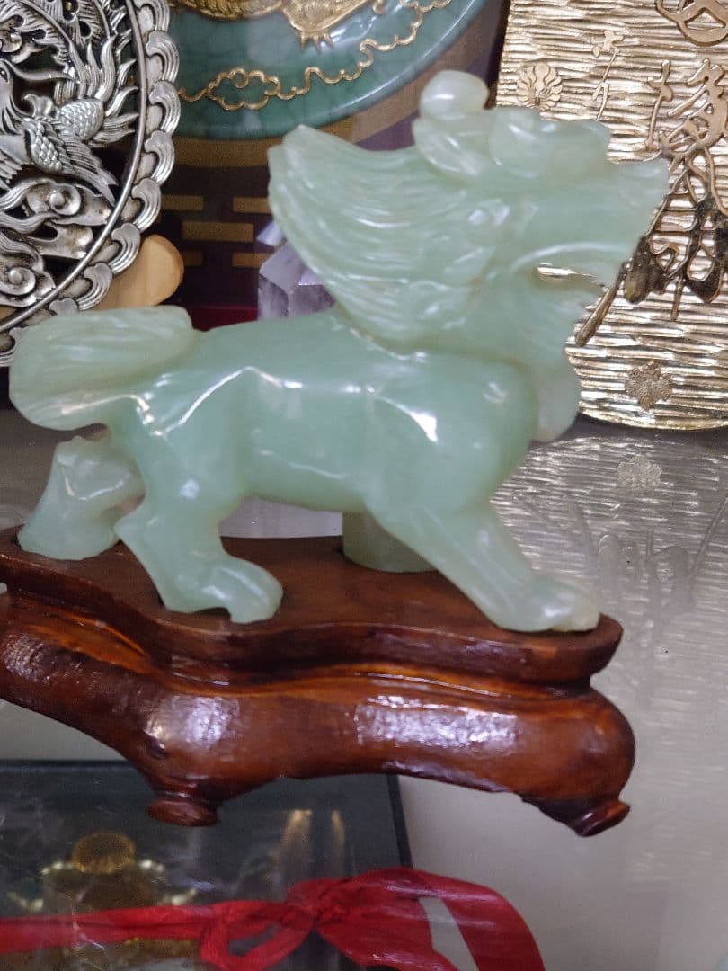 開運 龍 龍神 麒麟置き物 翡翠 彫刻 骨董品