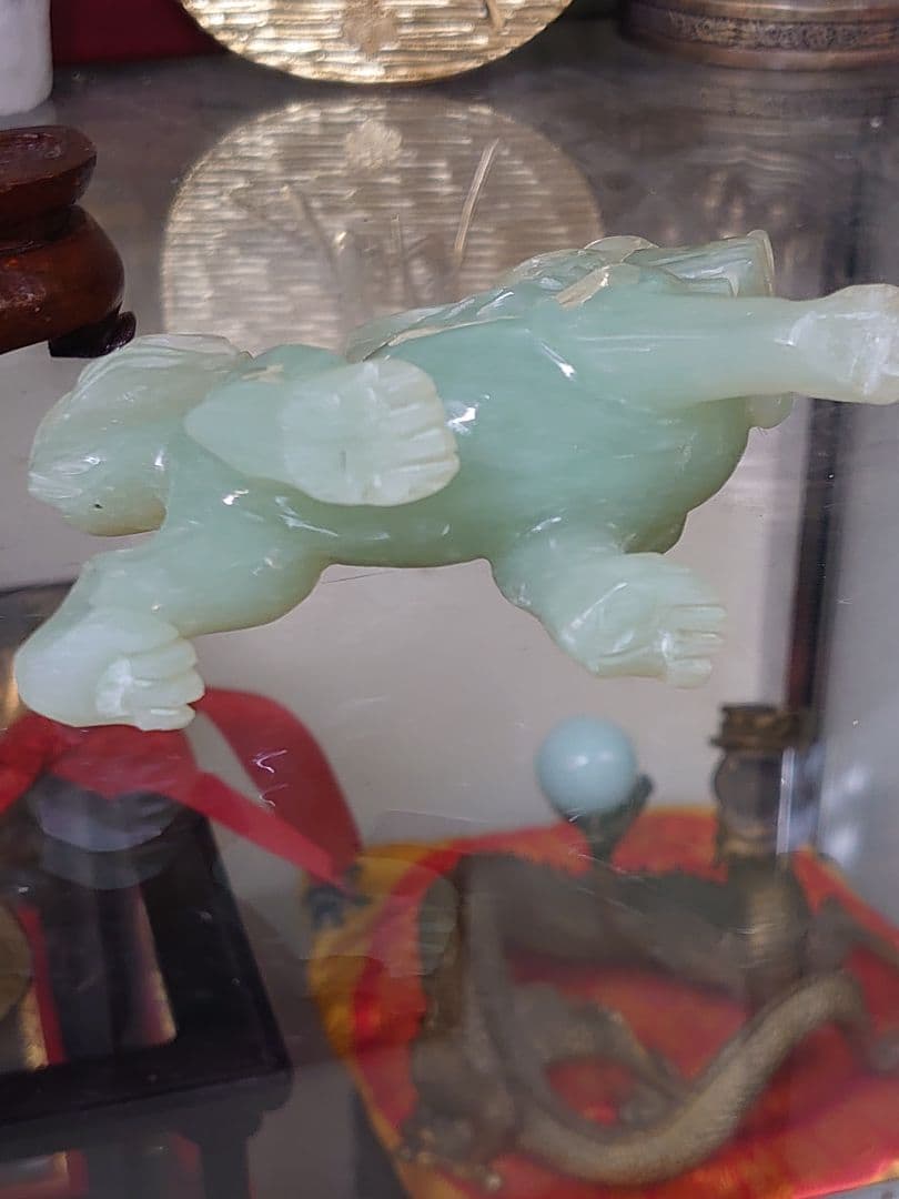 開運 龍 龍神 麒麟置き物 翡翠 彫刻 骨董品