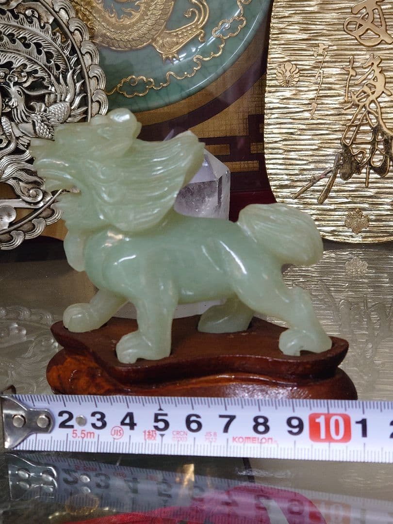 開運 龍 龍神 麒麟置き物 翡翠 彫刻 骨董品