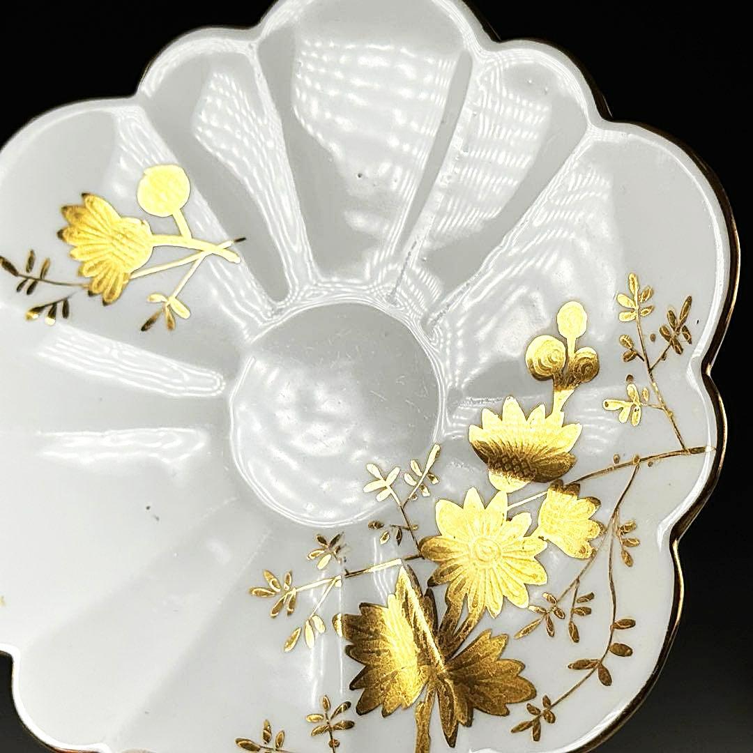 【19世紀】英国 アンティーク フォリー/シェリー 金彩 菊花装飾 トリオ