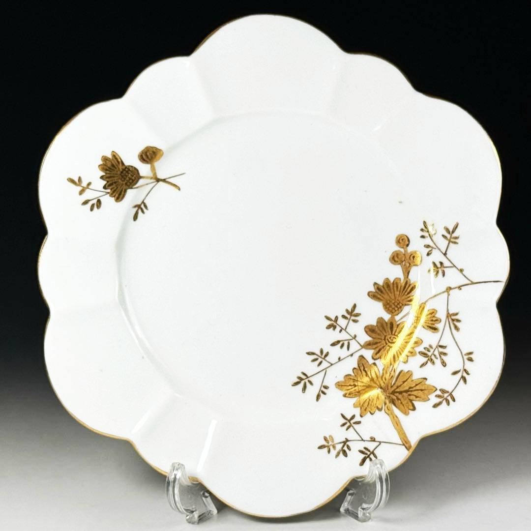 【19世紀】英国 アンティーク フォリー/シェリー 金彩 菊花装飾 トリオ