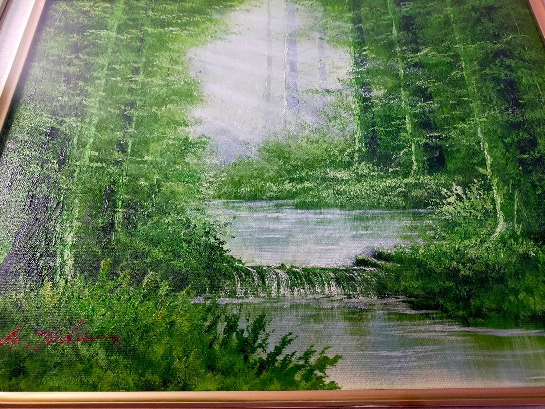 【真作】絵画　戸田彰　油彩6号　陽光　應美会会員　精密描写