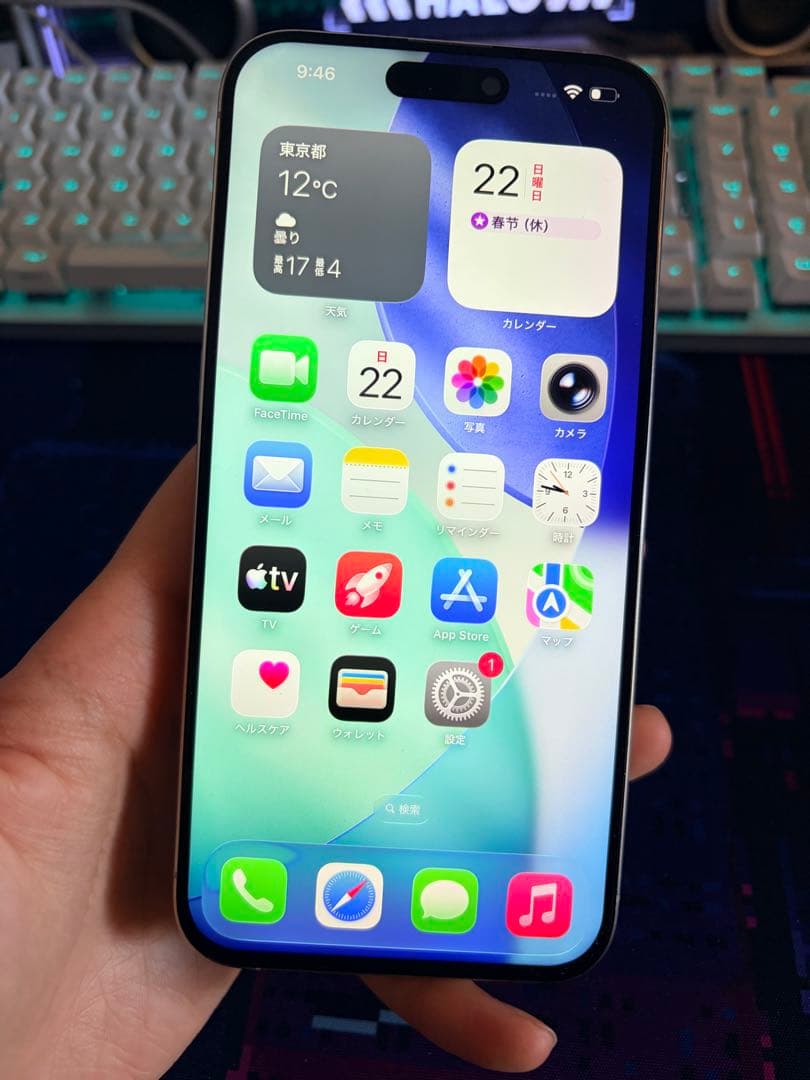 極美品iPhone15Promax 256G/US/100%/SIMフリ