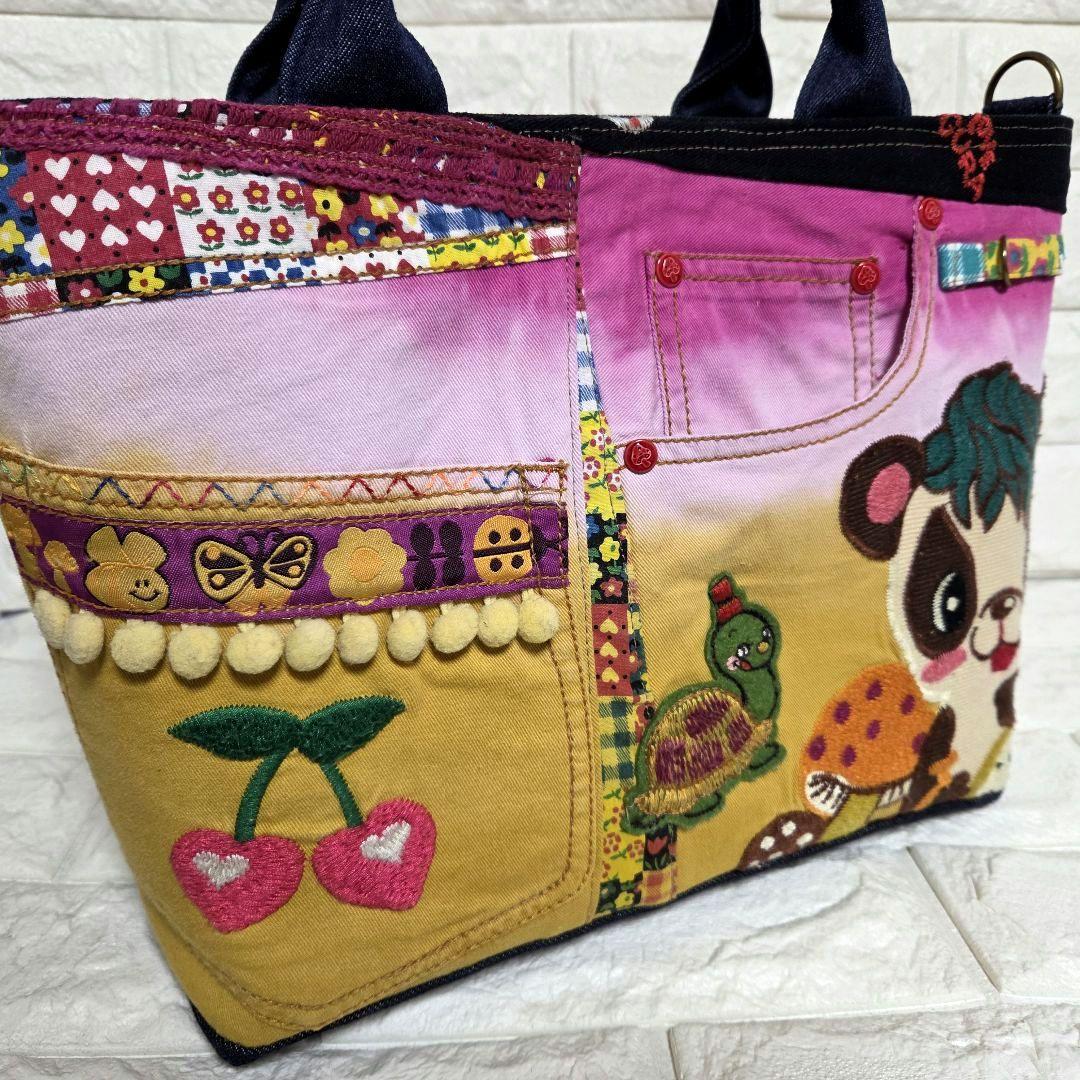 【SA様☘️専用】927 デニム＊リメイク＊パンダ＊バッグ＊トートバッグ