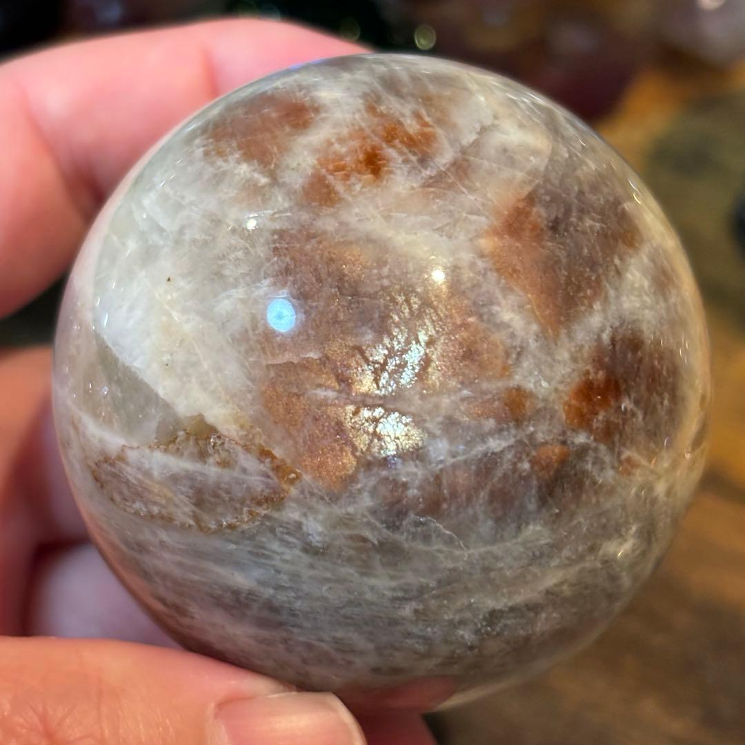 サンストーンムーンストーン共生＊5.4cmスフィア＊パワーストーン天然石