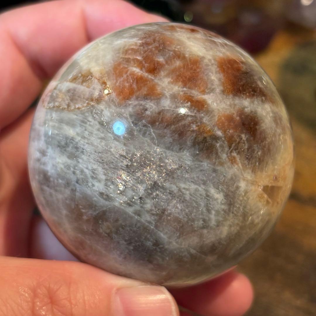 サンストーンムーンストーン共生＊5.4cmスフィア＊パワーストーン天然石