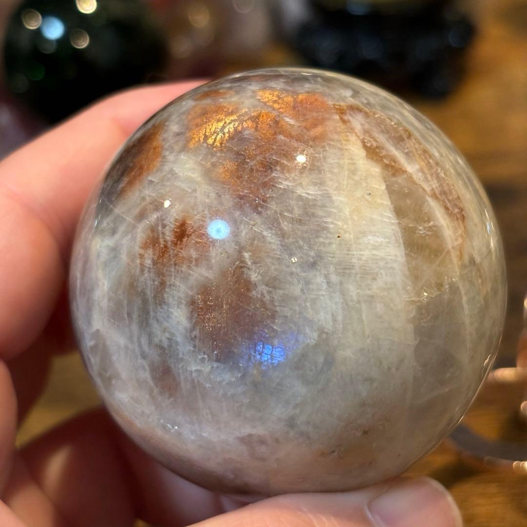 サンストーンムーンストーン共生＊5.4cmスフィア＊パワーストーン天然石